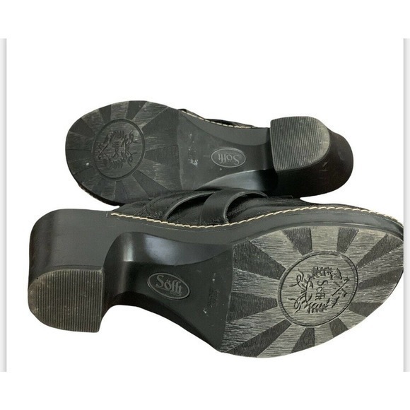 Sofft Womens 8.5M Baize Slip On Mule Clogs Heel Sandal Black Leather 1084401 - Picture 5 of 6